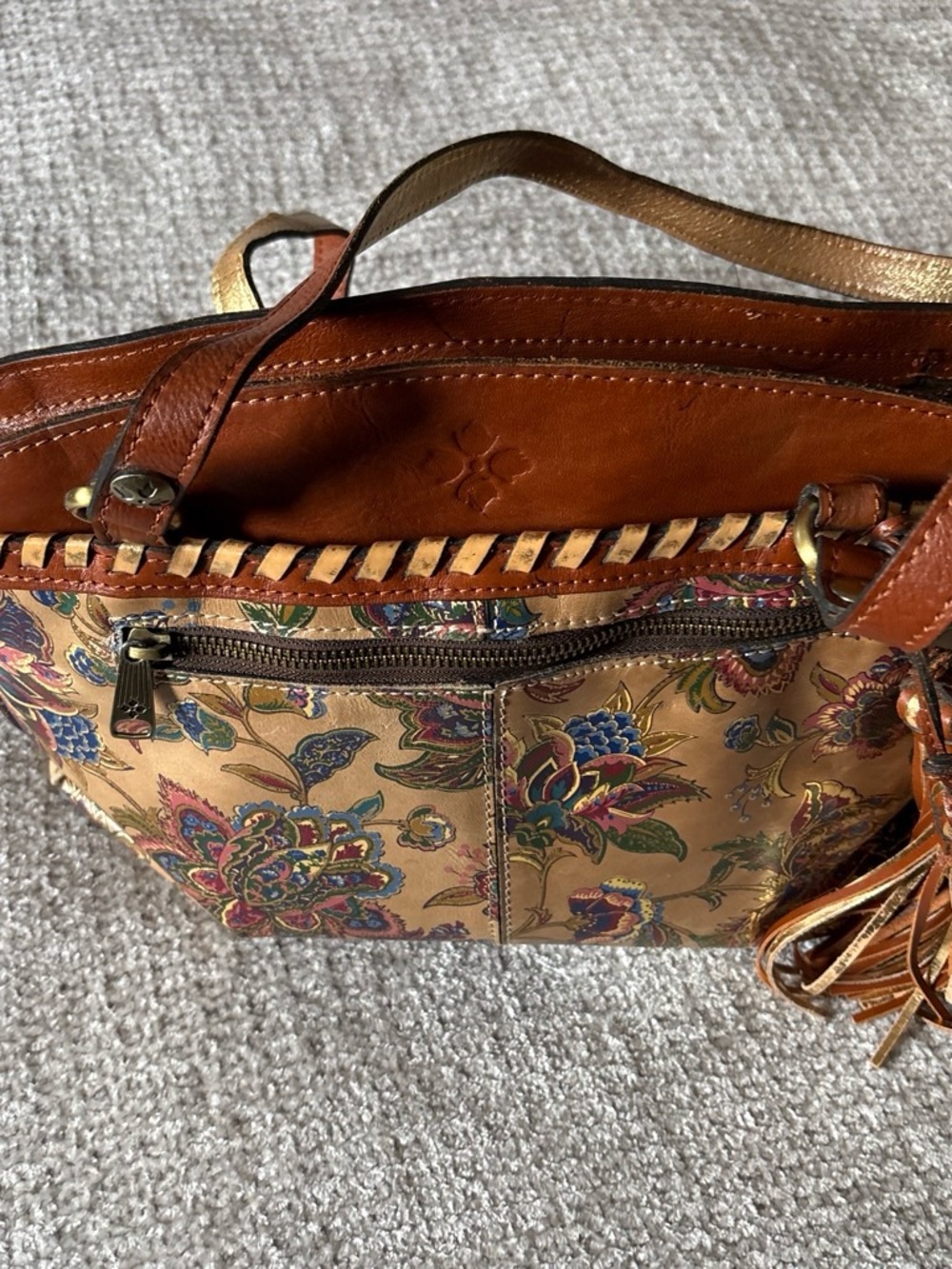 Patricia Nash Floral Printed Shoulder Bag in Tan, Gold and Brown - Picture 4 of 9
